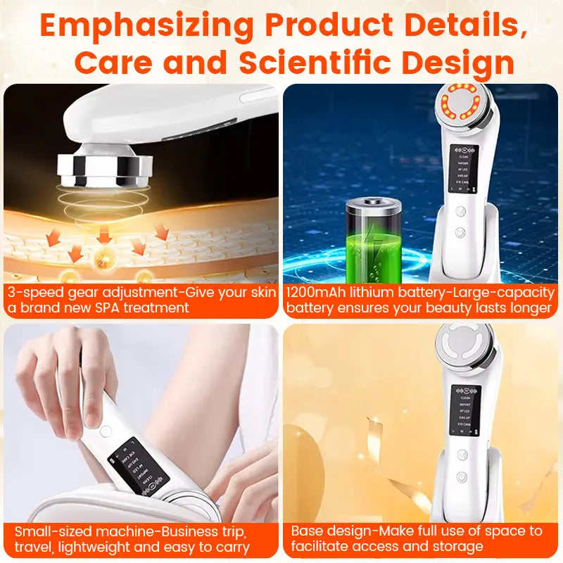 RestoraTouch™ 5-in-1 Facial Cleansing & Firming Skincare Device with LED Light Therapy