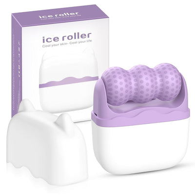 Ice Roller for Face,2-In-1 Dual-Sided Cooling Facial Massager for Puffiness Relief,Skin Tightening,Wrinkle Reduction,Beauty Women Gift(Purple)