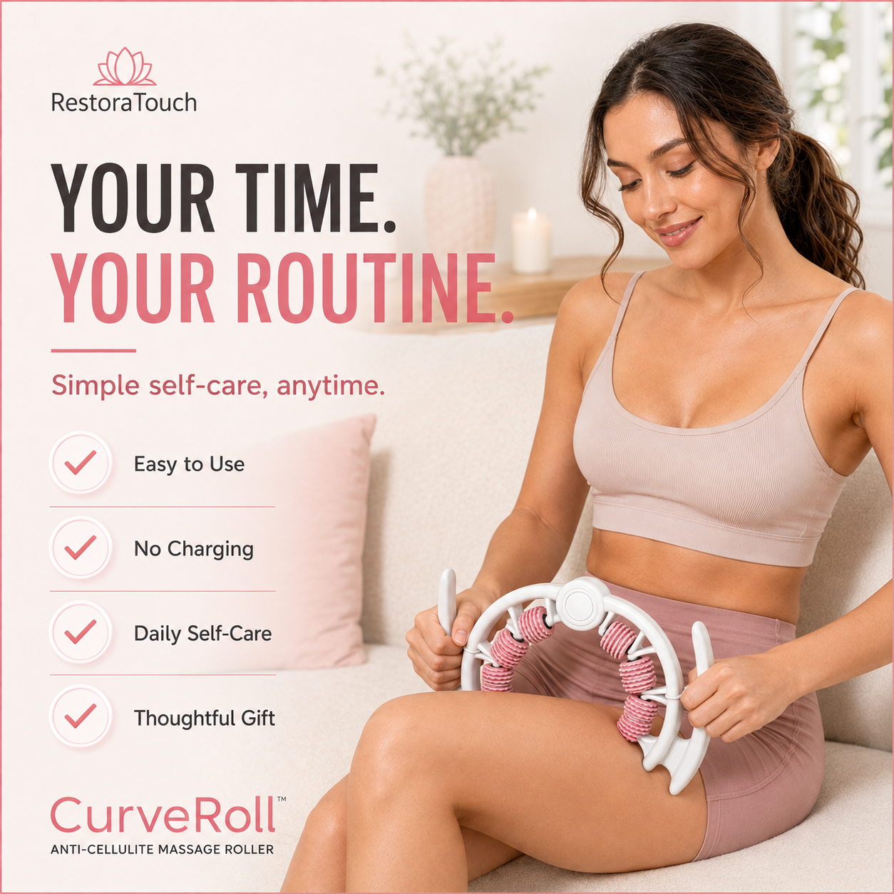 RestoraTouch CurveRoll™ — Adjustable Full-Body Massage Roller