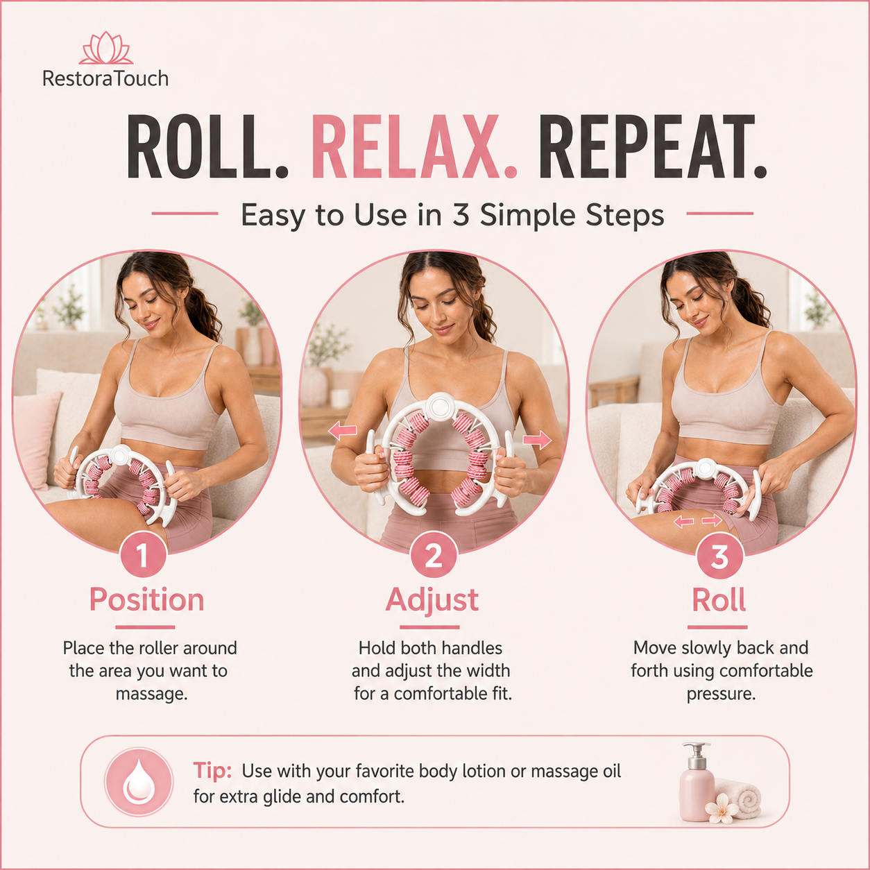 RestoraTouch CurveRoll™ — Adjustable Full-Body Massage Roller