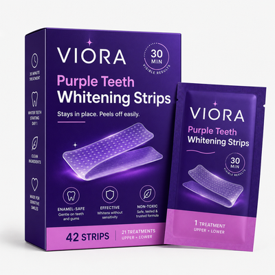 Viora™ Purple Teeth Whitening Strips – 30-Minute At-Home Whitening Treatment