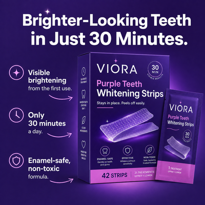 Viora™ Purple Teeth Whitening Strips – 30-Minute At-Home Whitening Treatment
