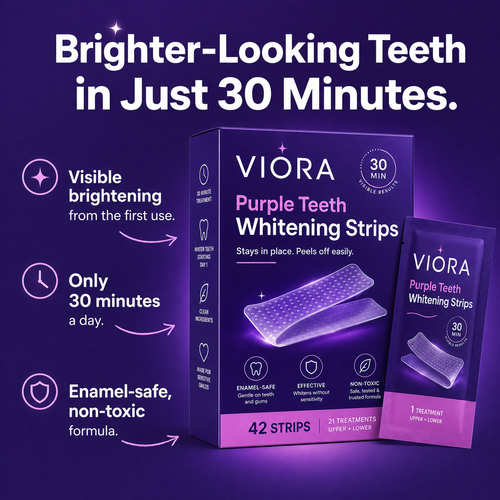Viora™ Purple Teeth Whitening Strips – 30-Minute At-Home Whitening Treatment