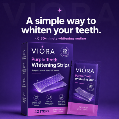 Viora™ Purple Teeth Whitening Strips – 30-Minute At-Home Whitening Treatment