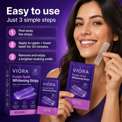 Viora™ Purple Teeth Whitening Strips – 30-Minute At-Home Whitening Treatment
