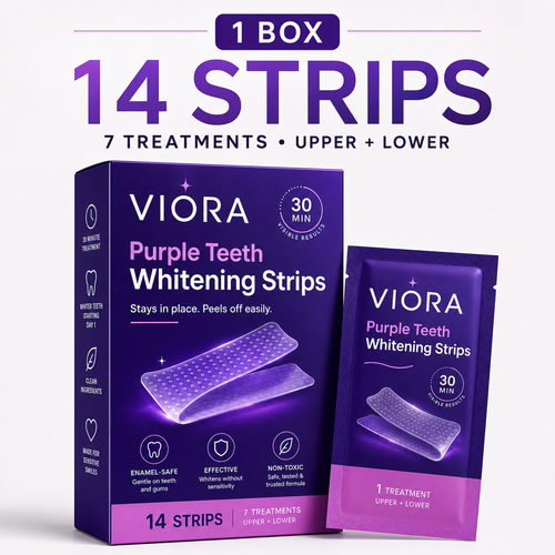 Viora™ Purple Teeth Whitening Strips – 30-Minute At-Home Whitening Treatment