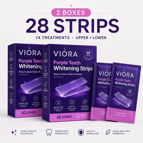 Viora™ Purple Teeth Whitening Strips – 30-Minute At-Home Whitening Treatment