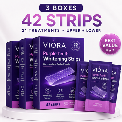 Viora™ Purple Teeth Whitening Strips – 30-Minute At-Home Whitening Treatment