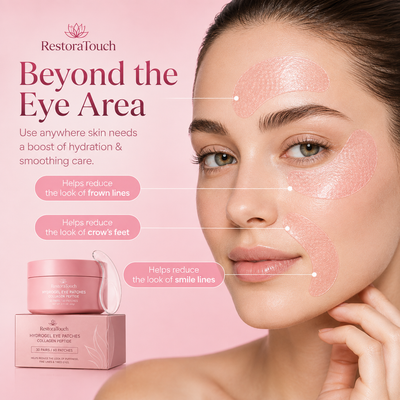 RestoraTouch Hydrogel Eye Patches for Under Eye - Collagen Peptide, Anti Wrinkle & Fine Lines (60 Count)