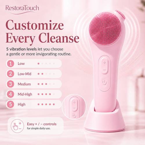 RestoraTouch™ Sonic Facial Cleansing Brush — Heat + Vibration Massage
