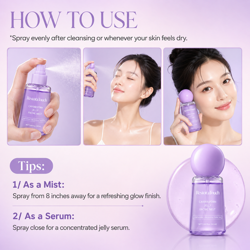 RestoraTouch™ Collagen Peptide Jelly Serum Mist – Hydrating & Plumping Face Spray for Dewy Glow, Fine Lines & Dry Skin, 1.69 Fl Oz