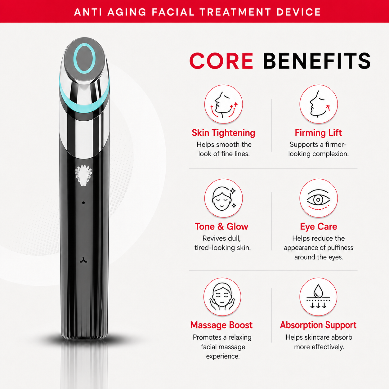 RestoraTouch 4-in-1 Microcurrent Facial Sculpting Wand