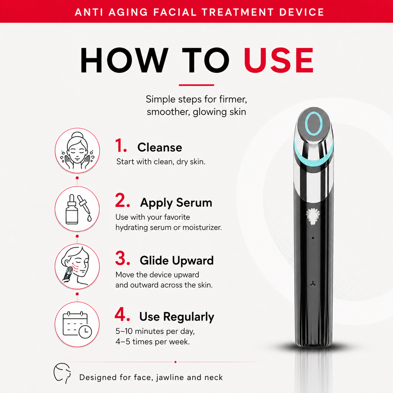 RestoraTouch 4-in-1 Microcurrent Facial Sculpting Wand
