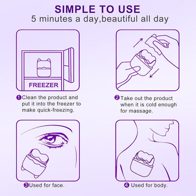 Ice Roller for Face,2-In-1 Dual-Sided Cooling Facial Massager for Puffiness Relief,Skin Tightening,Wrinkle Reduction,Beauty Women Gift(Purple)