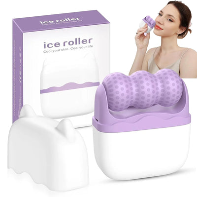 Ice Roller for Face,2-In-1 Dual-Sided Cooling Facial Massager for Puffiness Relief,Skin Tightening,Wrinkle Reduction,Beauty Women Gift(Purple)
